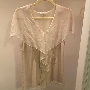 CAbi Cream Ruffle Front Silk Top